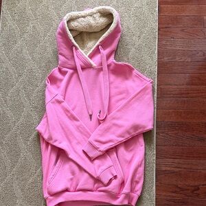 aerie Pink Hooded Sherpa-Lined Pullover